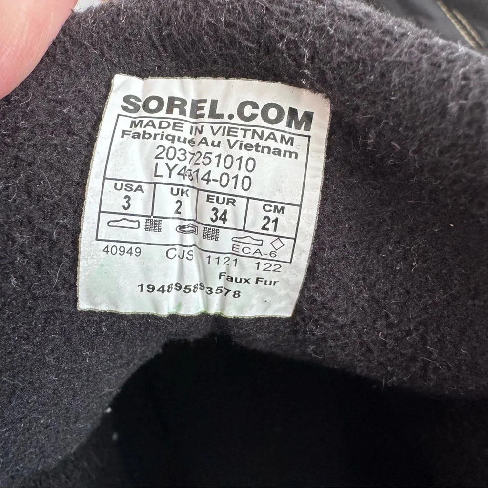 Sorel Black and Tan Kids Boots